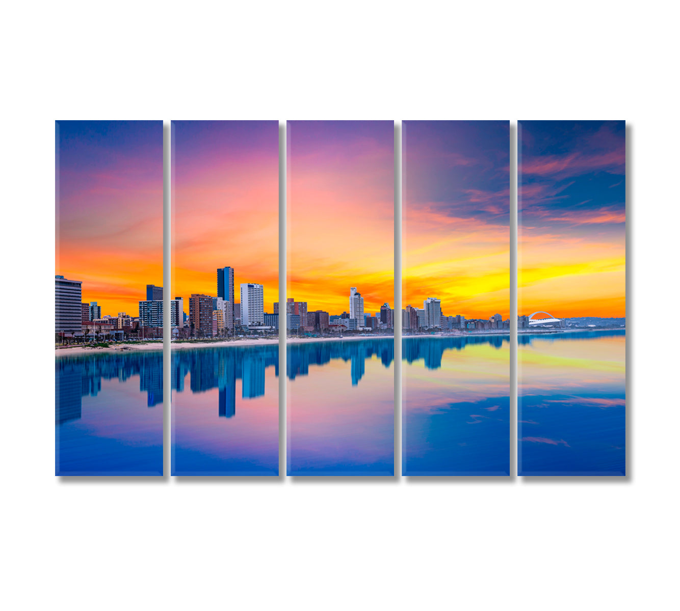 Durban City Skyline South Africa Canvas Print-Canvas Print-CetArt-5 Panels-36x24 inches-CetArt