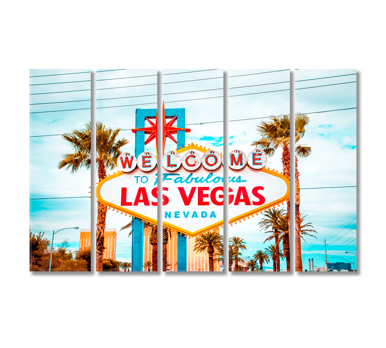 Welcome to Fabulous Las Vegas Sign Nevada USA Canvas Print-Canvas Print-CetArt-5 Panels-36x24 inches-CetArt