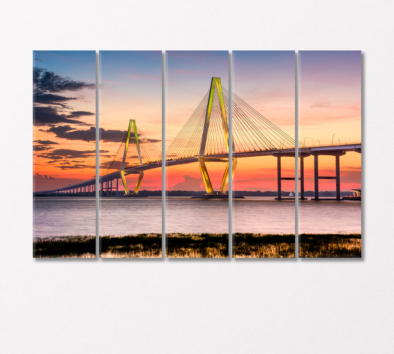 Arthur Ravenel Bridge Charleston USA Canvas Print-Canvas Print-CetArt-5 Panels-36x24 inches-CetArt