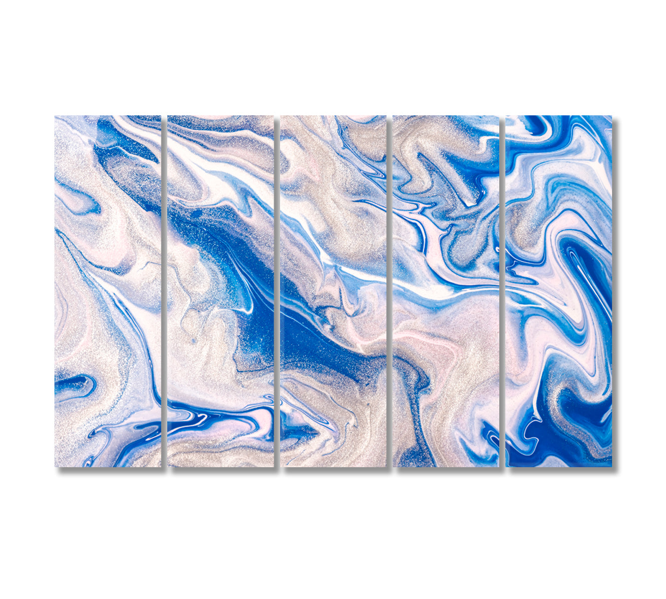 Abstract Liquid Blue Beige Marble Canvas Print-Canvas Print-CetArt-5 Panels-36x24 inches-CetArt