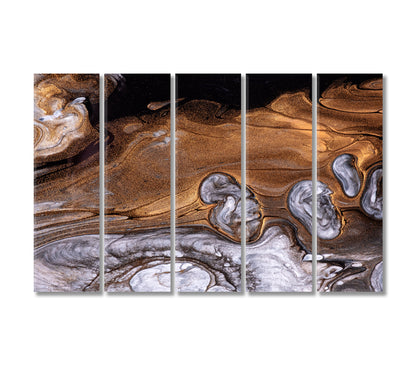 Abstract Bronze Wavy Marble Canvas Print-Canvas Print-CetArt-5 Panels-36x24 inches-CetArt