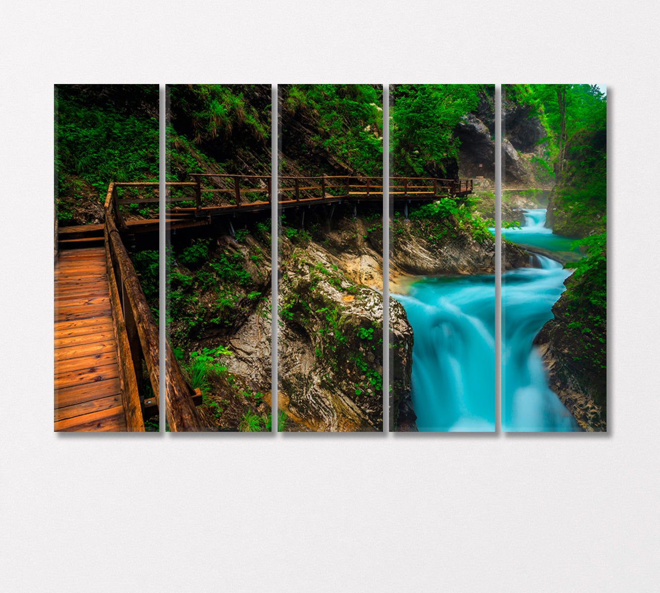 Emerald River Radovna in Vintgar Gorge Slovenia Canvas Print-Canvas Print-CetArt-5 Panels-36x24 inches-CetArt