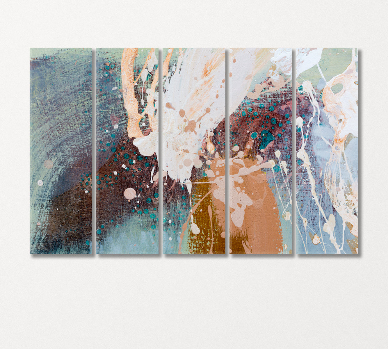 Abstract Brush Strokes in Pastel Colors Canvas Print-Artwork-CetArt-5 Panels-36x24 inches-CetArt