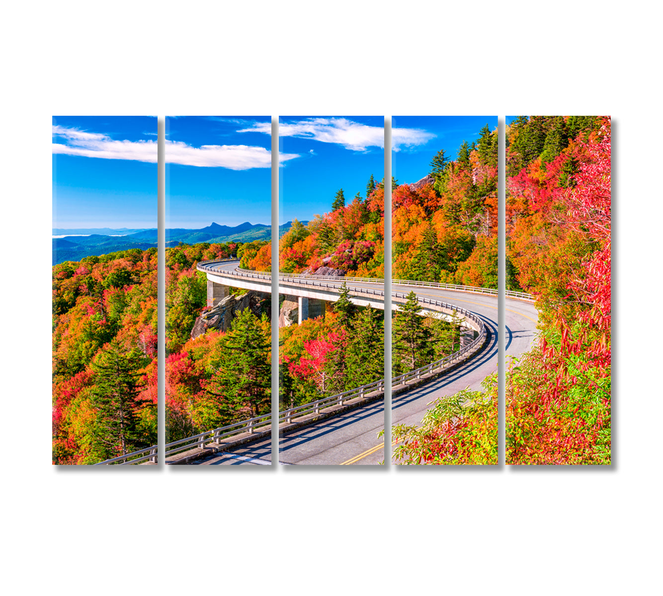 Linn Cove Viaduct North Carolina USA Canvas Print-Canvas Print-CetArt-5 Panels-36x24 inches-CetArt