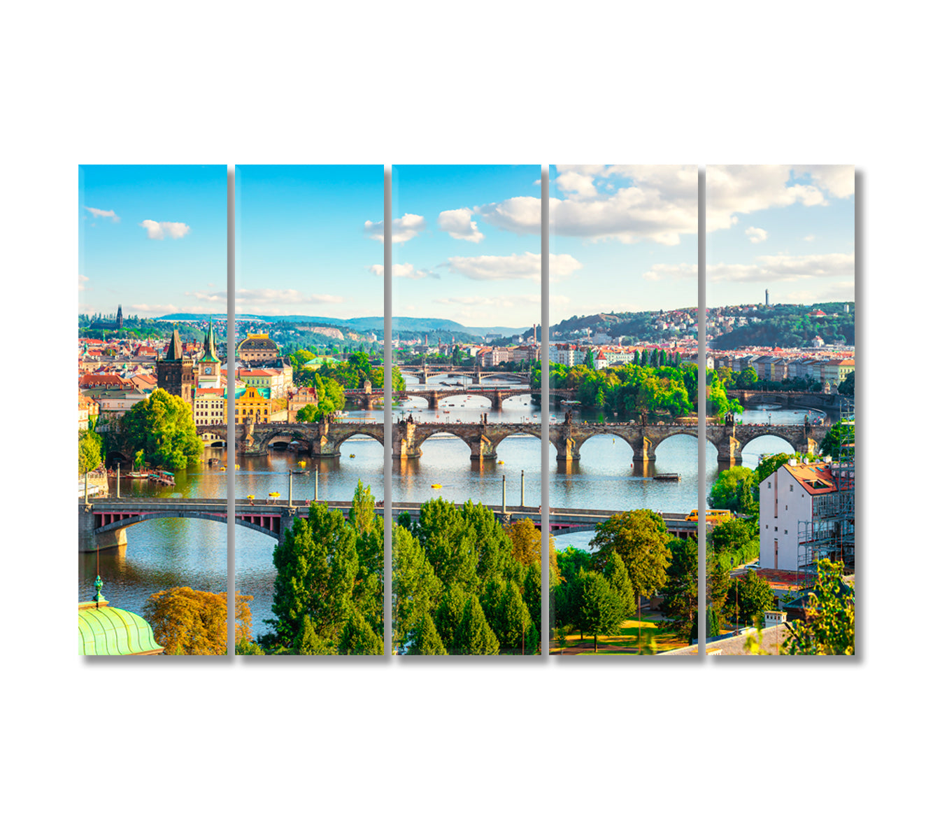 Prague Bridges Canvas Print-Canvas Print-CetArt-5 Panels-36x24 inches-CetArt