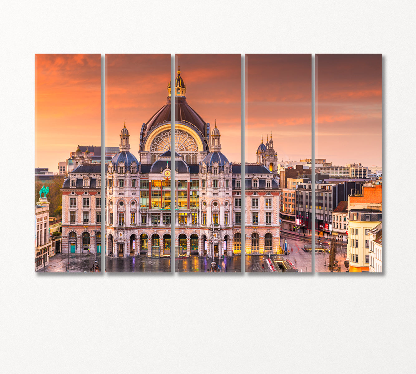 Antwerp Central Train Station Belgium Canvas Print-Canvas Print-CetArt-5 Panels-36x24 inches-CetArt