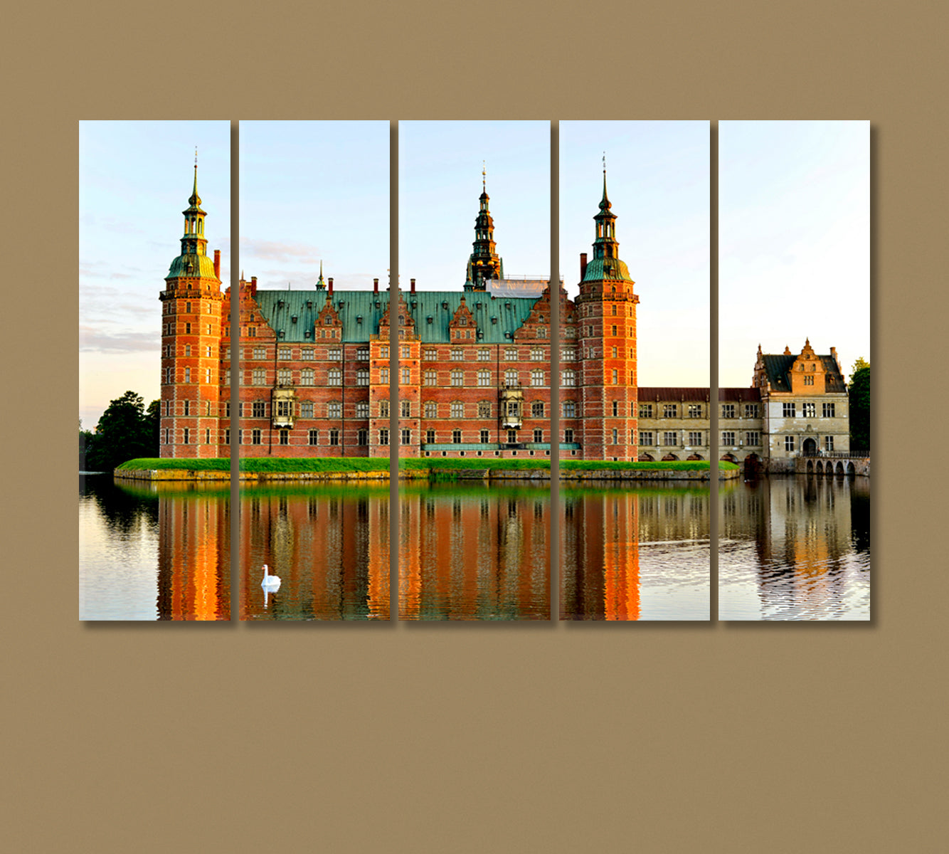 Frederiksborg Castle Denmark Canvas Print-Canvas Print-CetArt-5 Panels-36x24 inches-CetArt