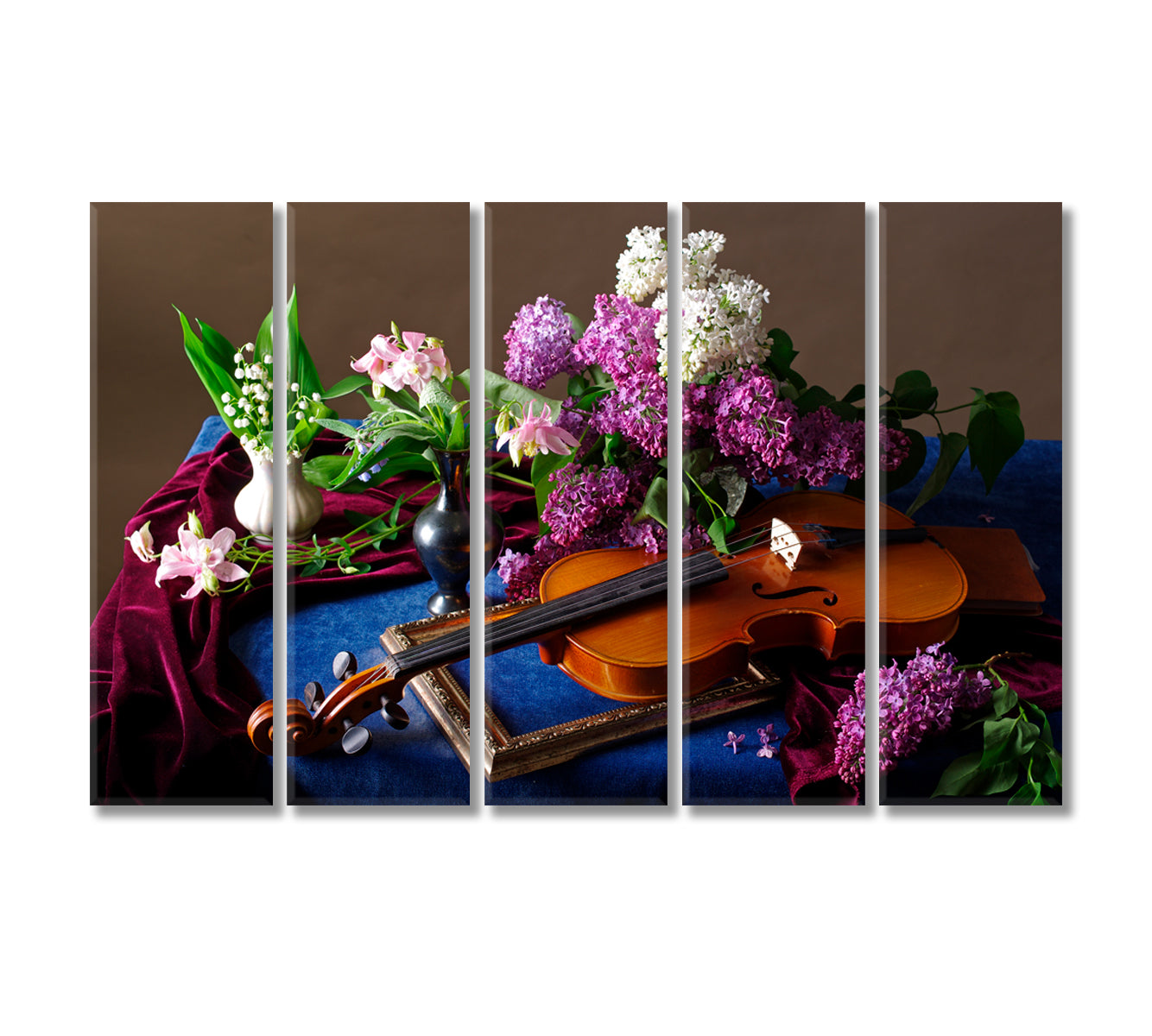 Still Life Lilac and Violin Canvas Print-Canvas Print-CetArt-5 Panels-36x24 inches-CetArt