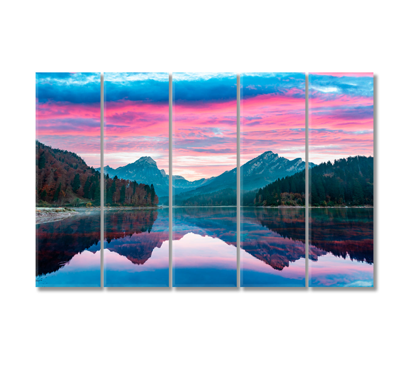 Dramatic Sunset at Obersee Lake Swiss Alps Switzerland Canvas Print-Canvas Print-CetArt-5 Panels-36x24 inches-CetArt