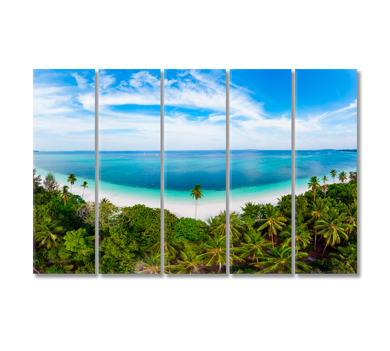 Tropical Beach with Palm Trees Indonesia Canvas Print-Canvas Print-CetArt-5 Panels-36x24 inches-CetArt