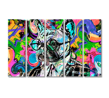 Abstract Multicolor English Bulldog Canvas Print-Canvas Print-CetArt-5 Panels-36x24 inches-CetArt