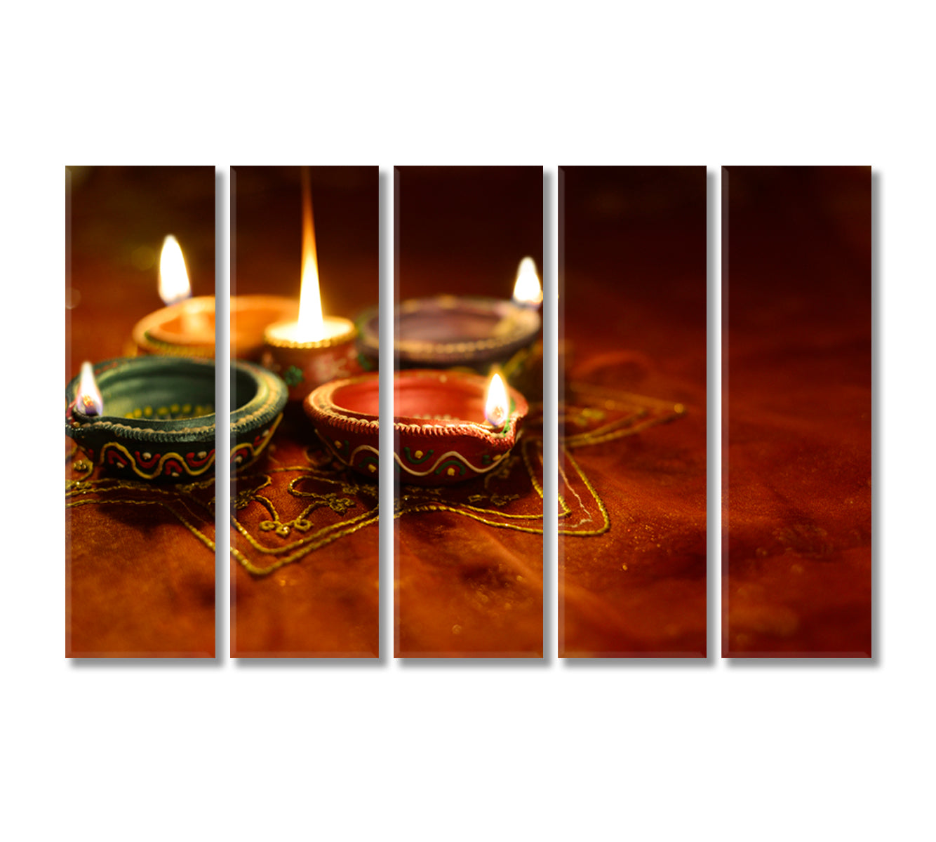 Indian Diwali Lamps Canvas Print-Canvas Print-CetArt-5 Panels-36x24 inches-CetArt