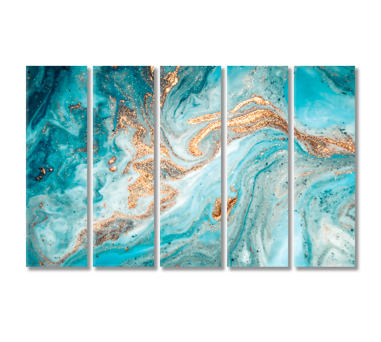 Modern Gold and Turquoise Marble Canvas Print-Canvas Print-CetArt-5 Panels-36x24 inches-CetArt