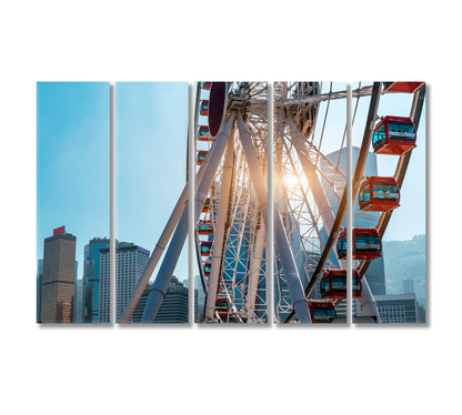 Ferris Wheel Hong Kong City Canvas Print-Canvas Print-CetArt-5 Panels-36x24 inches-CetArt