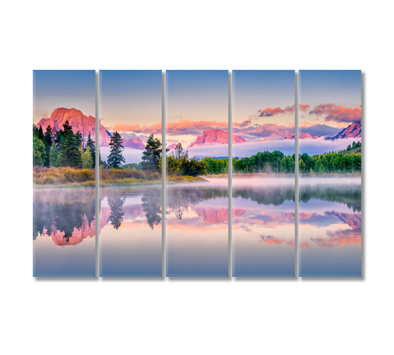 Amazing Sunrise on Snake River Grand Teton National Park Wyoming Canvas Print-Canvas Print-CetArt-5 Panels-36x24 inches-CetArt