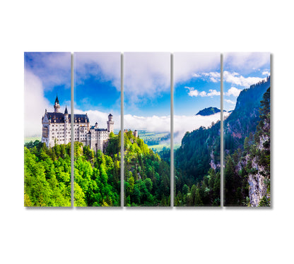 Neuschwanstein Castle in Fussen Germany Canvas Print-Canvas Print-CetArt-5 Panels-36x24 inches-CetArt