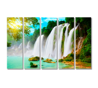 Ban Gioc Detian Waterfall Asia Canvas Print-Canvas Print-CetArt-5 Panels-36x24 inches-CetArt