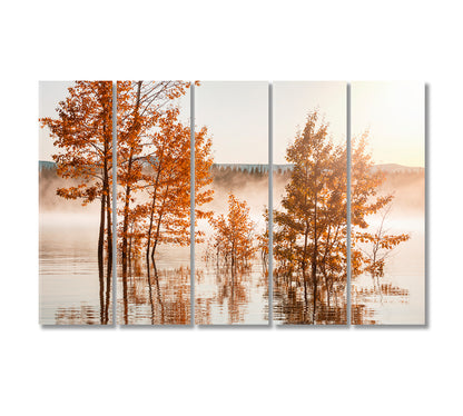 Beautiful Lake in Autumn Canvas Print-Canvas Print-CetArt-5 Panels-36x24 inches-CetArt