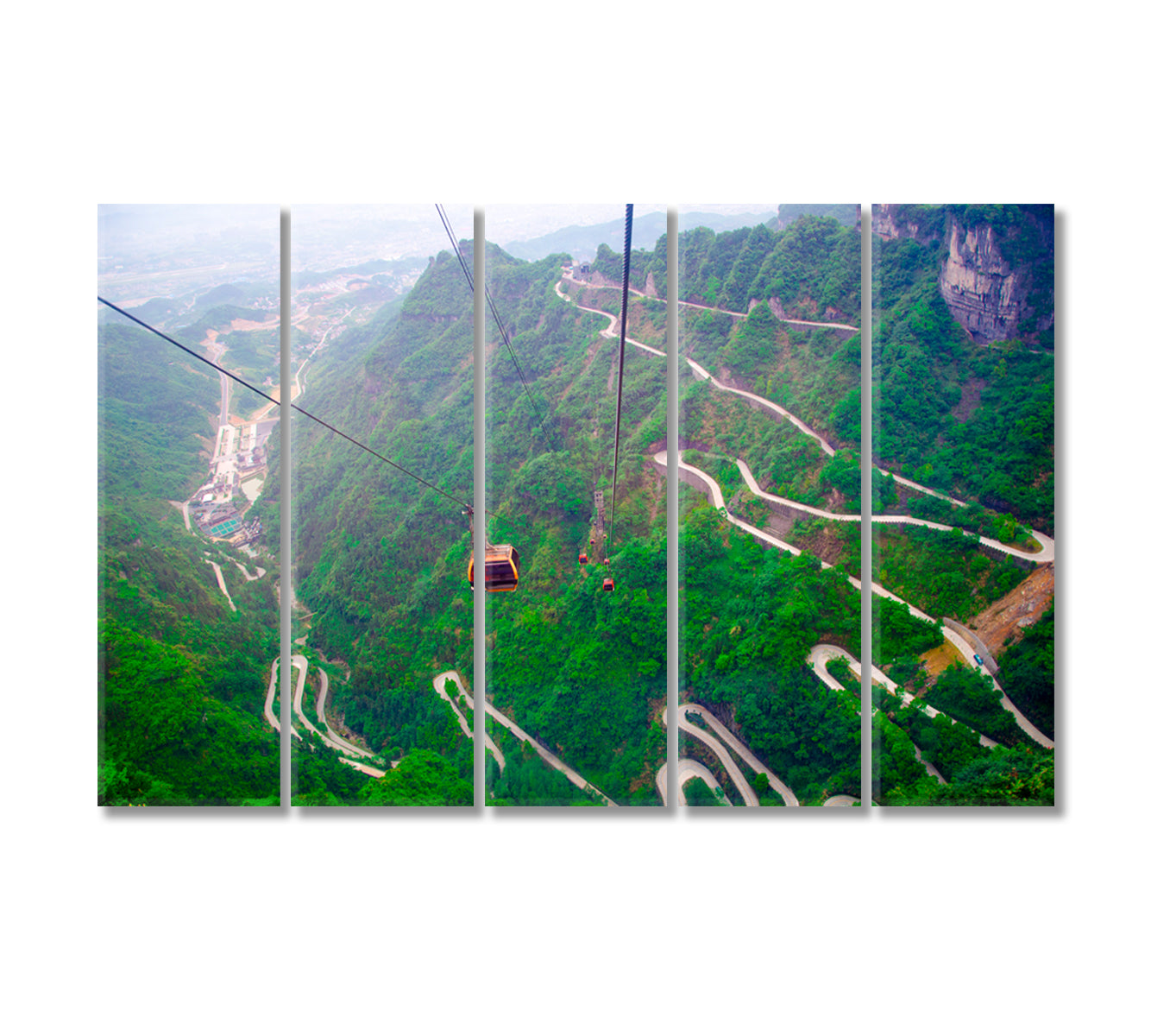 Cable Car with Winding Road in Tianmen Mountain Zhangjiajie National Park China Canvas Print-Canvas Print-CetArt-5 Panels-36x24 inches-CetArt