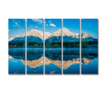 Wedge Pond with Mountain Reflection Alberta Canvas Print-Canvas Print-CetArt-5 Panels-36x24 inches-CetArt