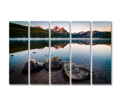 Stanley Lake and McGown Peak Idaho Sawtooth Range Canvas Print-Canvas Print-CetArt-5 Panels-36x24 inches-CetArt