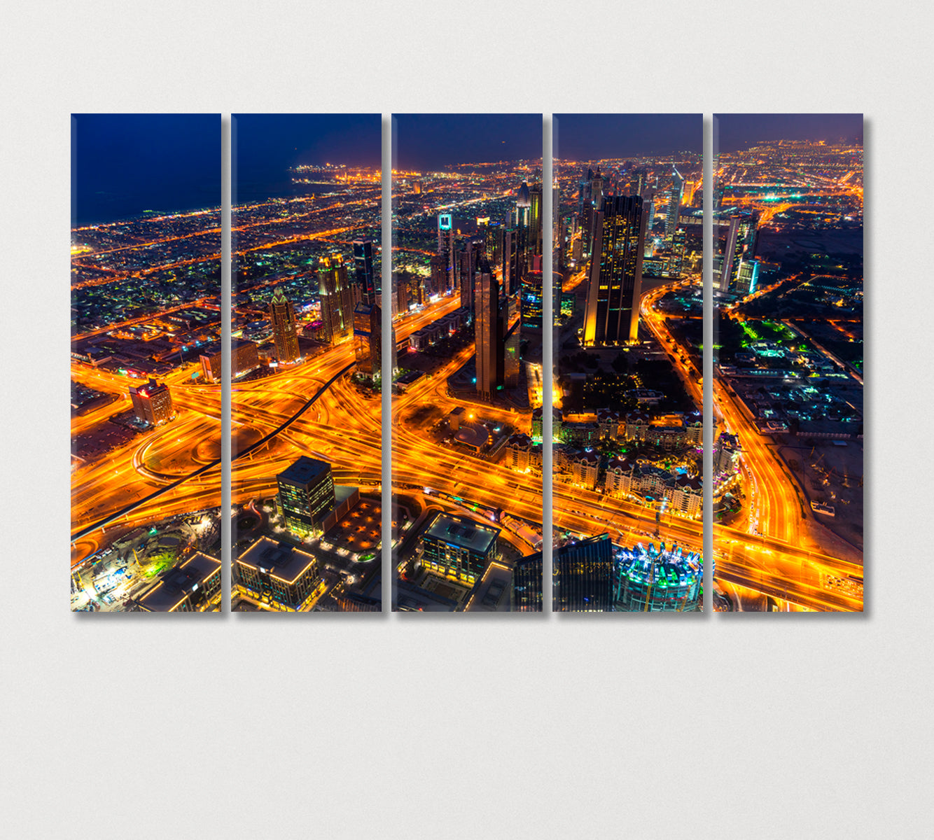 Dubai at Night UAE Canvas Print-Canvas Print-CetArt-5 Panels-36x24 inches-CetArt