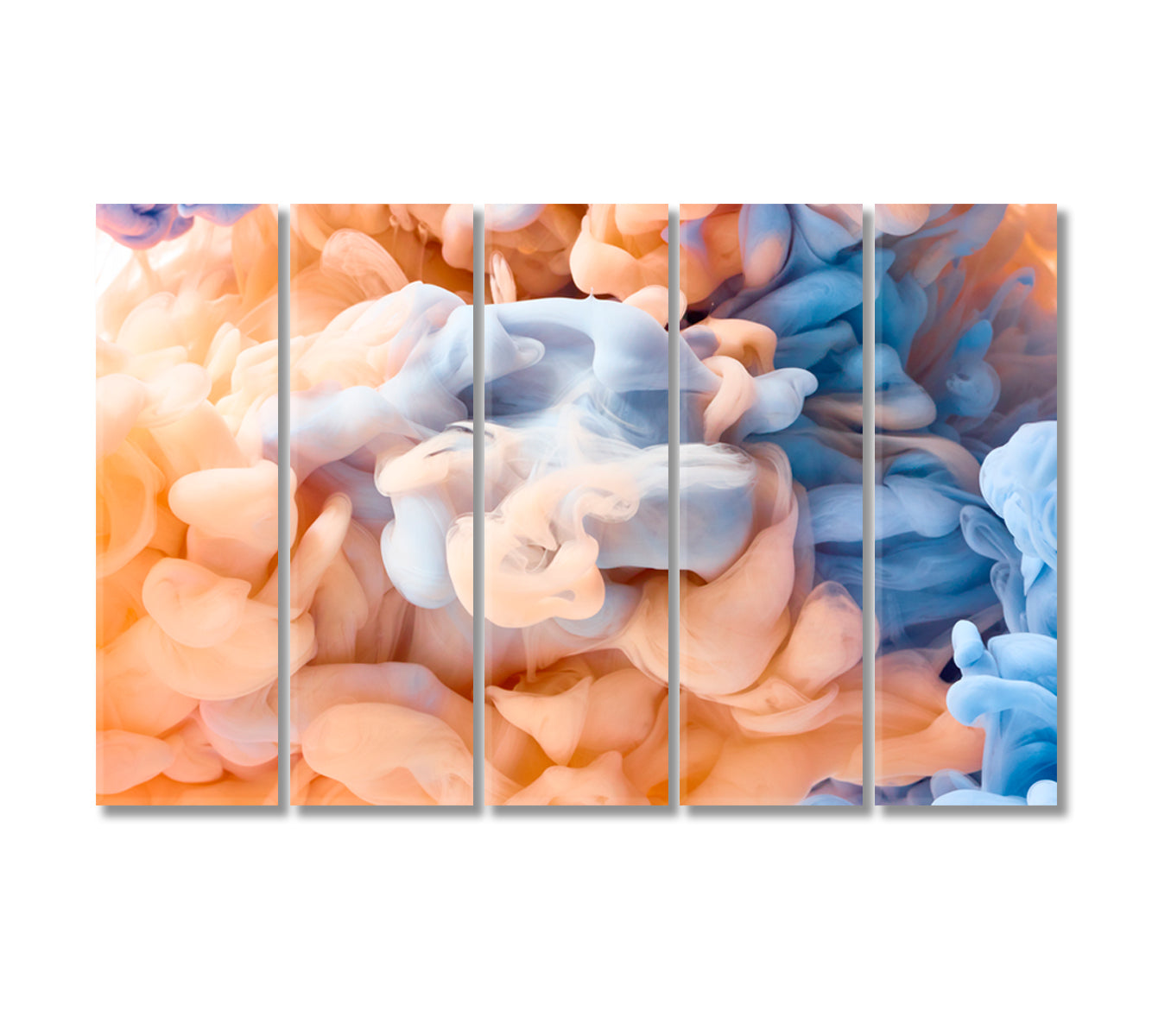 Abstract Splash of Orange and Blue Paint Pastel Colors Canvas Print-Canvas Print-CetArt-5 Panels-36x24 inches-CetArt