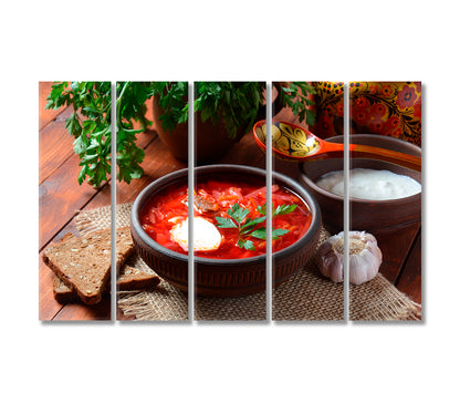 Traditional Ukrainian Red Borscht Soup Canvas Print-Canvas Print-CetArt-5 Panels-36x24 inches-CetArt