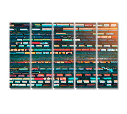 Colorful Freight Trains Canvas Print-Canvas Print-CetArt-5 Panels-36x24 inches-CetArt