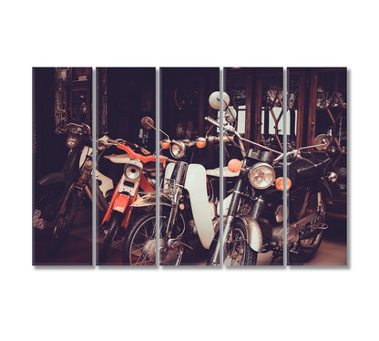 Old Classic Motorcycles Canvas Print-Canvas Print-CetArt-5 Panels-36x24 inches-CetArt