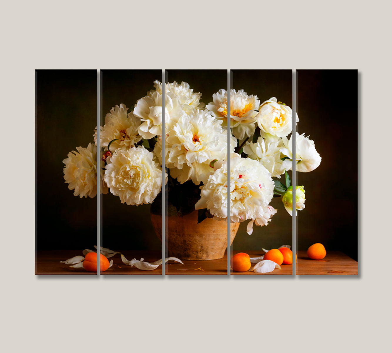 Still life with White Peonies Canvas Print-Canvas Print-CetArt-5 Panels-36x24 inches-CetArt