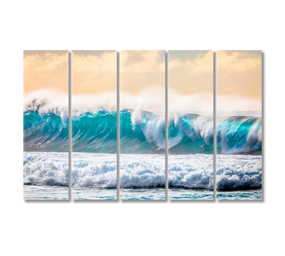 Raging Ocean Waves Hawaii Canvas Print-Canvas Print-CetArt-5 Panels-36x24 inches-CetArt