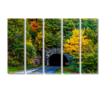 North Carolina Mountain Tunnel Canvas Print-Canvas Print-CetArt-5 Panels-36x24 inches-CetArt