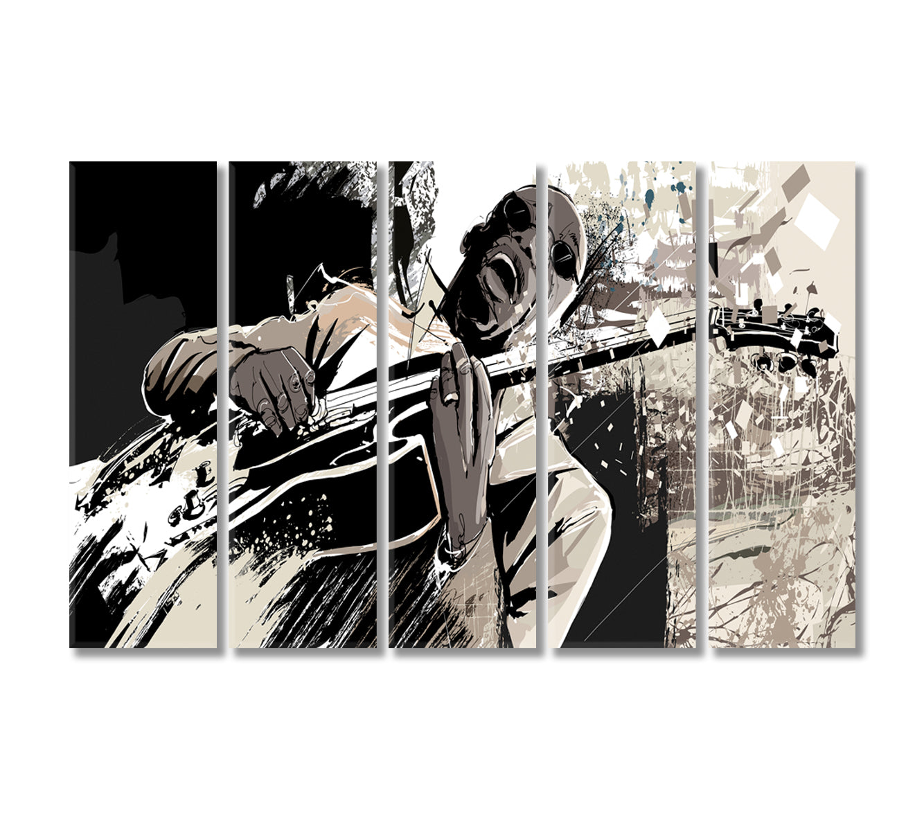 African American Jazz Guitarist Canvas Print-Canvas Print-CetArt-5 Panels-36x24 inches-CetArt