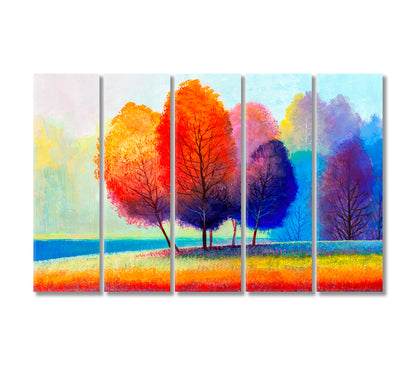Beautiful Colorful Autumn Forest Canvas Print-Canvas Print-CetArt-5 Panels-36x24 inches-CetArt