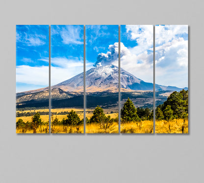 Active Popocatepetl Volcano in Mexico Canvas Print-Canvas Print-CetArt-5 Panels-36x24 inches-CetArt