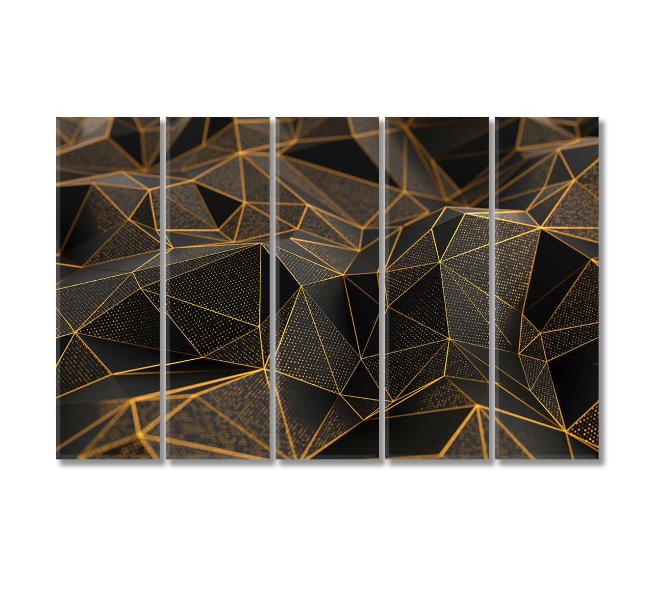 Abstract Black Geometric Triangles Canvas Print-Canvas Print-CetArt-5 Panels-36x24 inches-CetArt