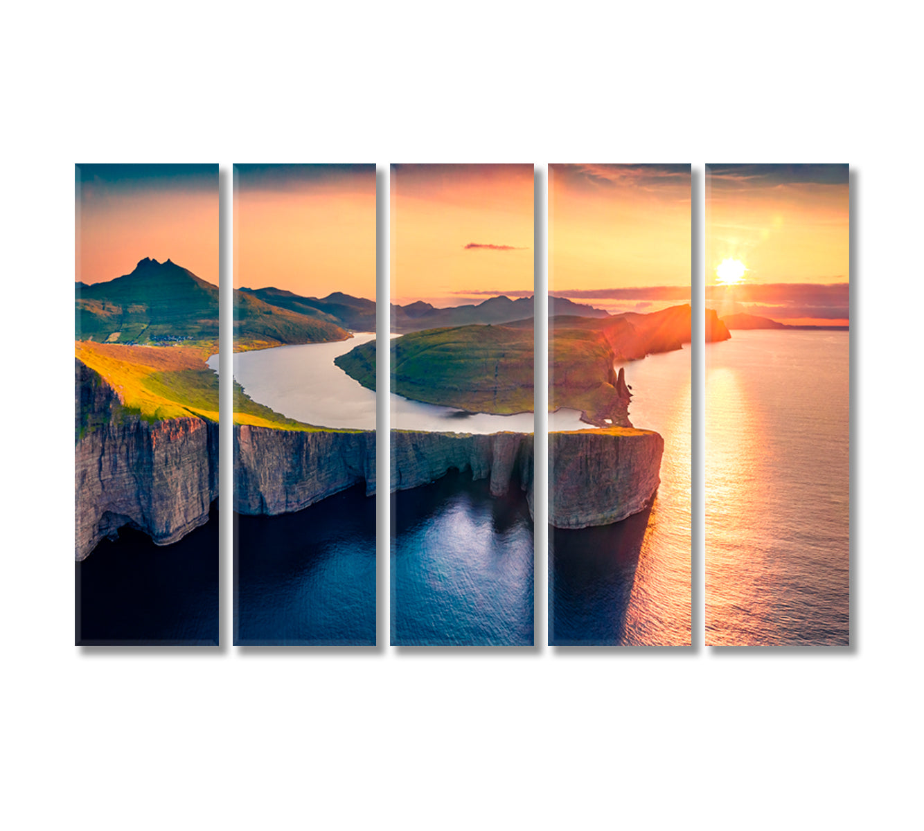 Beautiful Sorvagsvatn Lake Vagar Faroe Islands Canvas Print-Canvas Print-CetArt-5 Panels-36x24 inches-CetArt