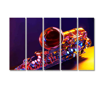 Golden Saxophone Canvas Print-Canvas Print-CetArt-5 Panels-36x24 inches-CetArt