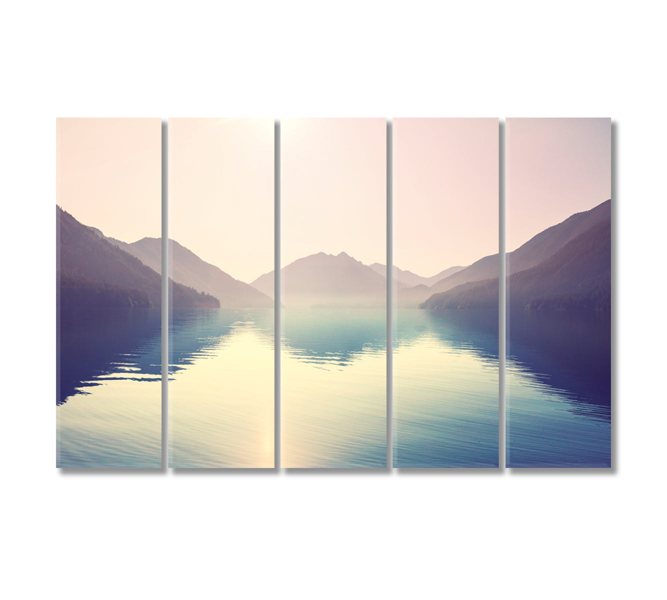 Serenity Mountain Landscape with Lake Canvas Print-Canvas Print-CetArt-5 Panels-36x24 inches-CetArt