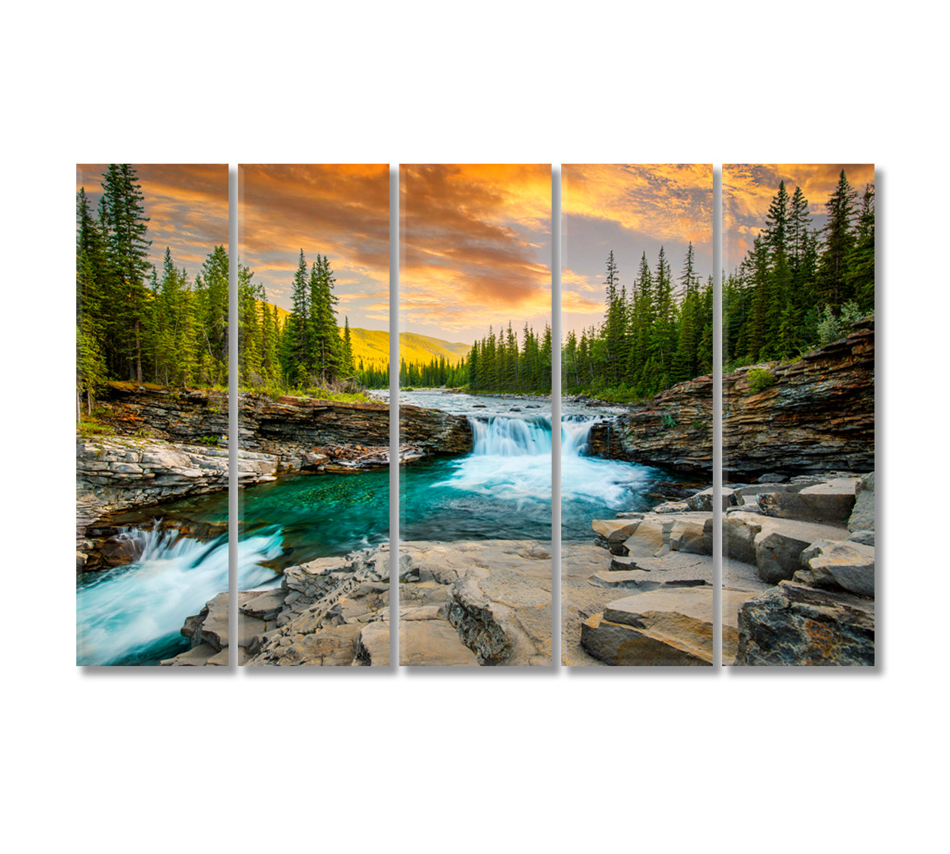 Sheep River Falls Alberta Canada Canvas Print-Canvas Print-CetArt-5 Panels-36x24 inches-CetArt