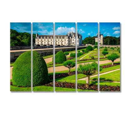 Chenonceau Castle Loire Valley France Canvas Print-Canvas Print-CetArt-5 Panels-36x24 inches-CetArt