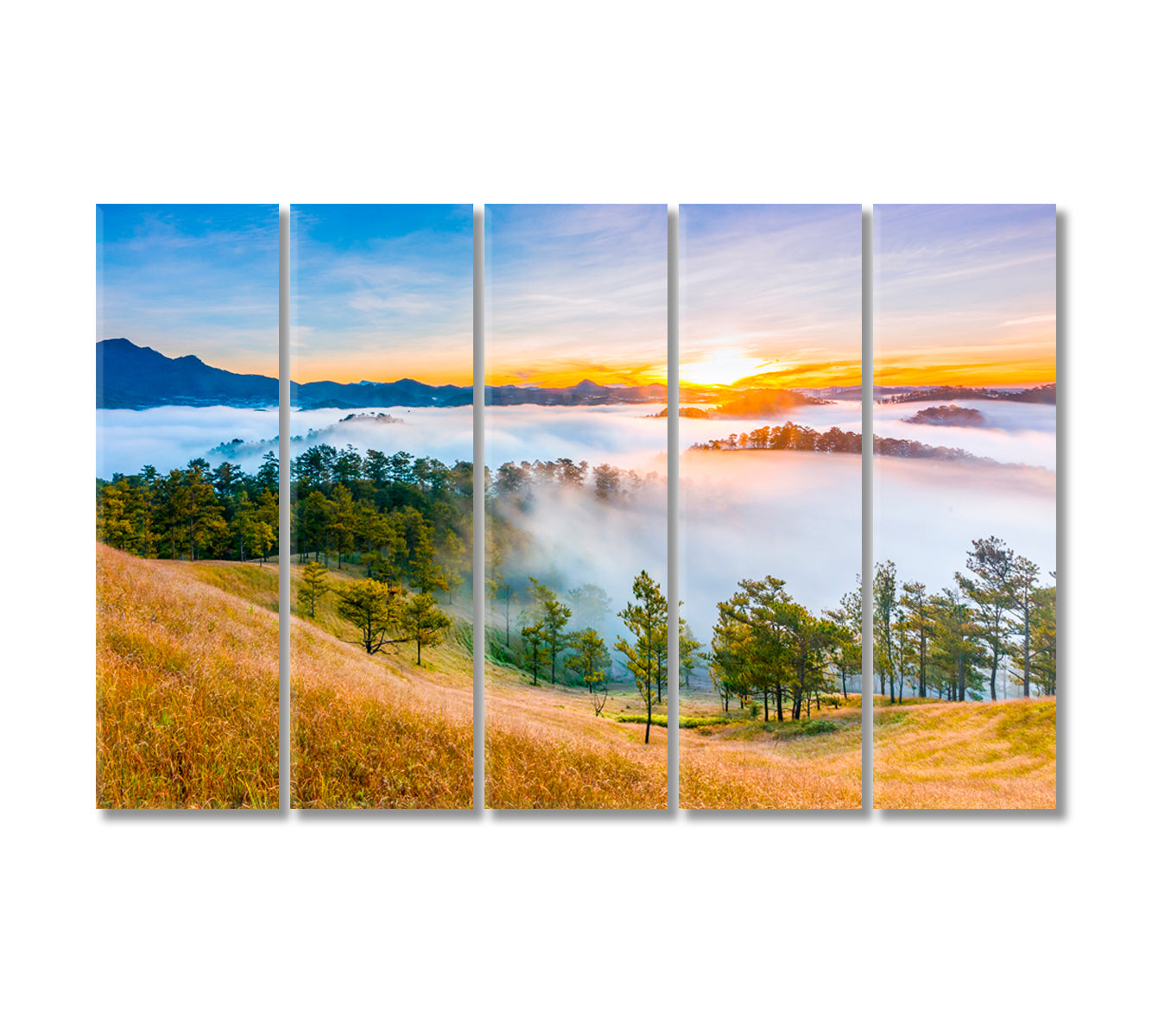 Sun Rises in Alpine Dalat Vietnam Canvas Print-Canvas Print-CetArt-5 Panels-36x24 inches-CetArt