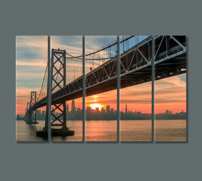 Golden Gate Bridge at Sunset San Francisco Canvas Print-Canvas Print-CetArt-5 Panels-36x24 inches-CetArt