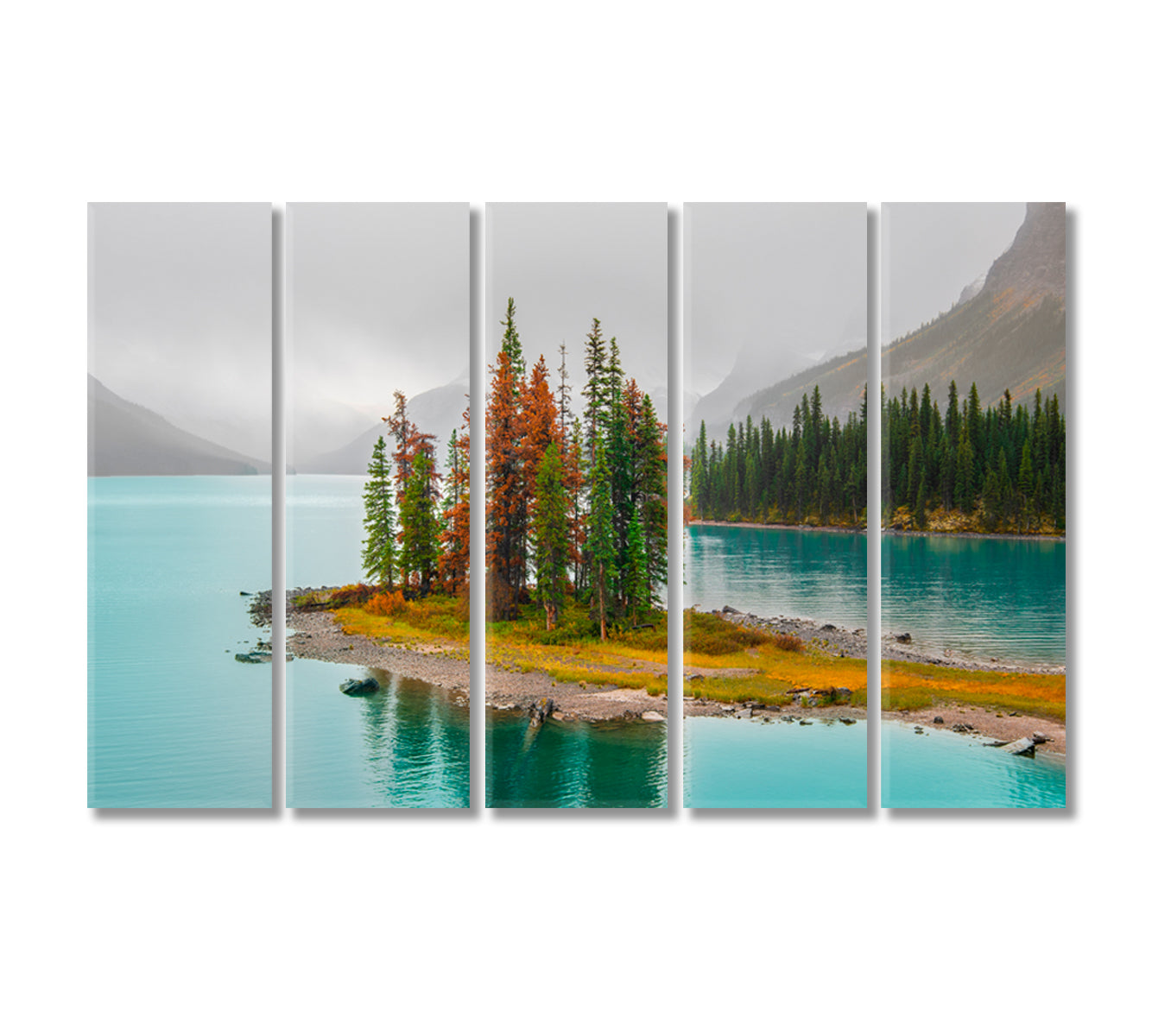 Maligne Lake Spirit Island Alberta Canvas Print-Canvas Print-CetArt-5 Panels-36x24 inches-CetArt