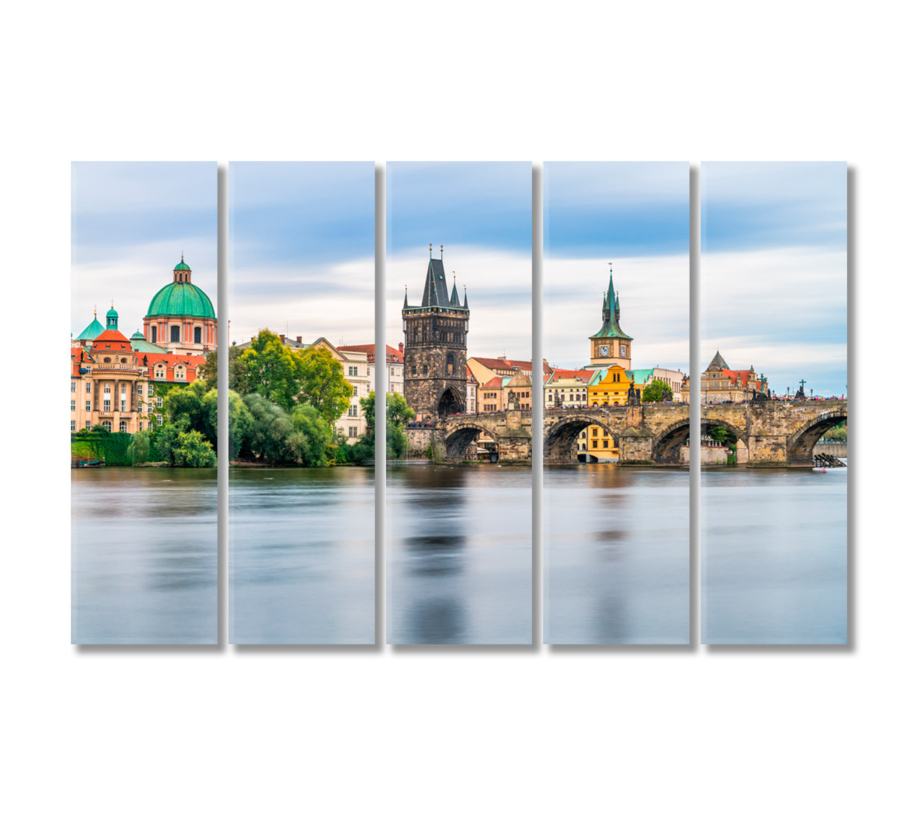 Charles Bridge Prague Czech Republic Canvas Print-Canvas Print-CetArt-5 Panels-36x24 inches-CetArt