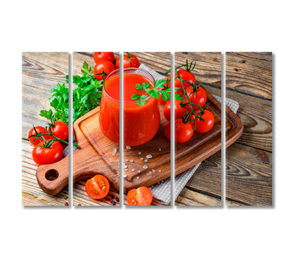 Glass of Fresh Tomato Juice Canvas Print-Canvas Print-CetArt-5 Panels-36x24 inches-CetArt