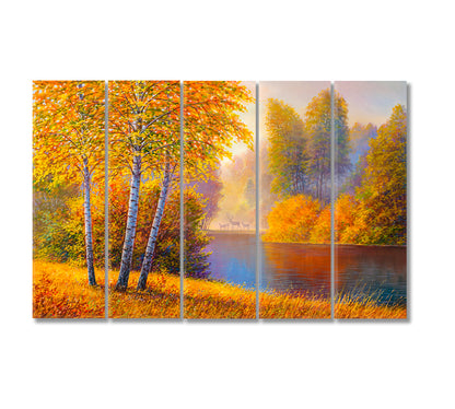 Bright Colorful Autumn Forest Canvas Print-Canvas Print-CetArt-5 Panels-36x24 inches-CetArt