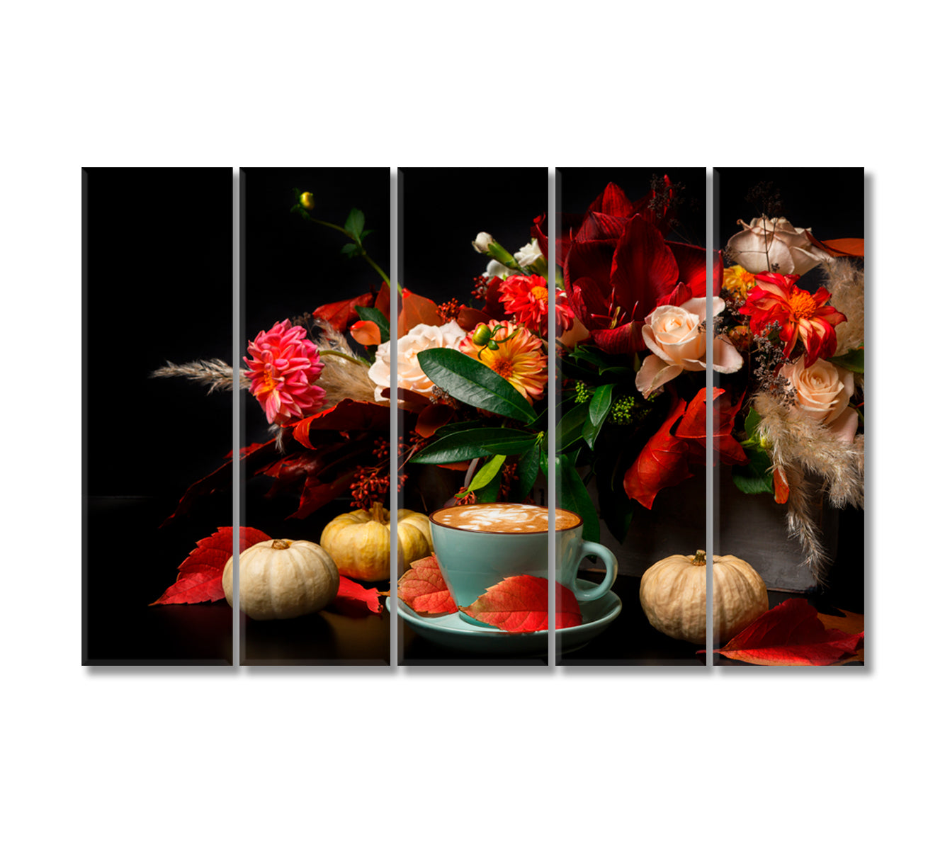 Still Life with Coffee and Flowers Canvas Print-Canvas Print-CetArt-5 Panels-36x24 inches-CetArt