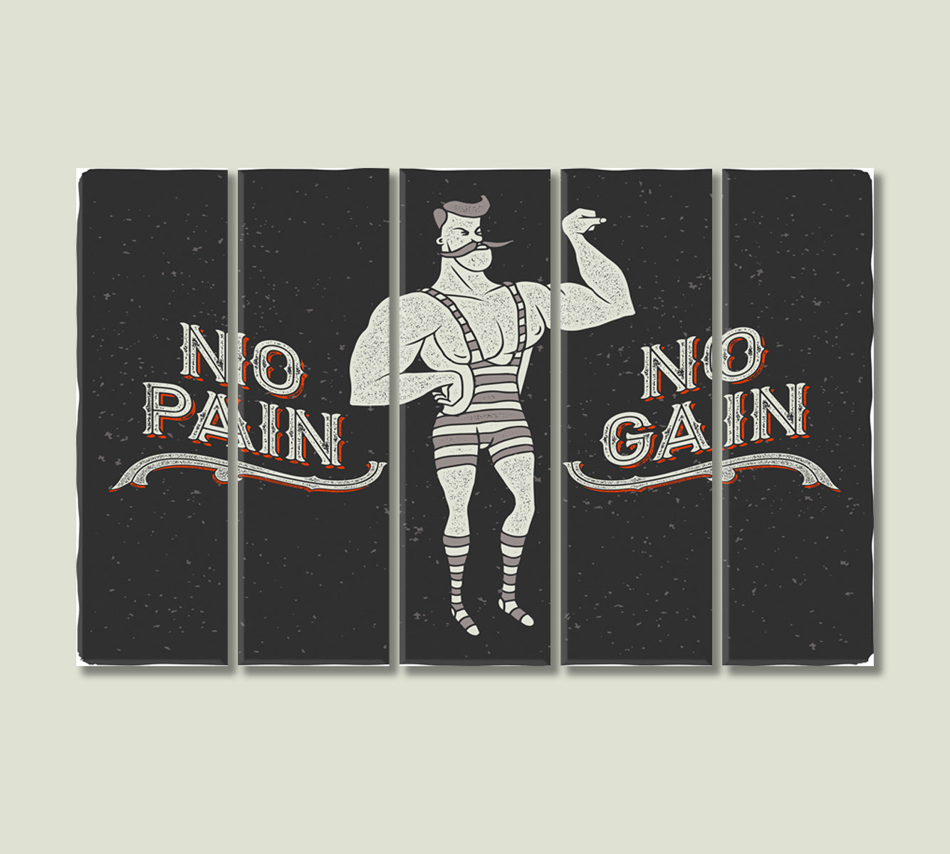 Circus Athlete with the Slogan No Pain No Gain Canvas Print-Canvas Print-CetArt-5 Panels-36x24 inches-CetArt
